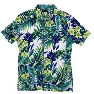 American Apparel SIZE XS Tropical Hawaiian 100% Cotton Allover Print S/S Shirt